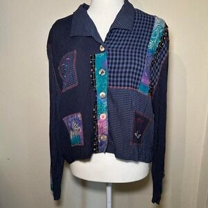 Vintage Laura Michelle Funky Patchwork Long Sleeve (XL)